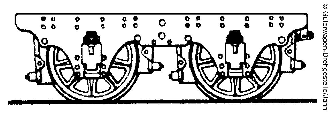 Skizze Dän. Post-/Packwagen-Drehgestell; Skizze: Hermann Jahn, auf der Grundlage einer hypothetischen Zeichnung zum Museumswagen Fe 541