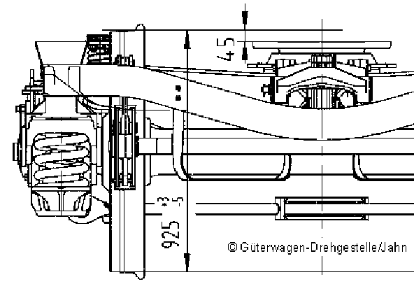 UIC-Drehpfanne, mit oberer Drehpfanne; Grafik: Güterwagen-Drehgestelle