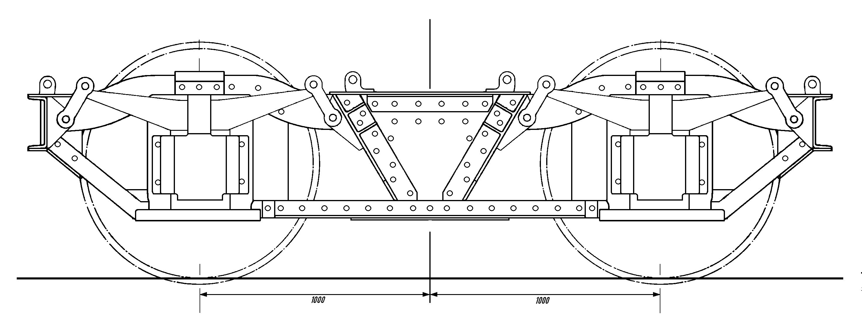 Skizze: Schwedisches Drehgestell, genietete Bauform nach Zeichnung MBR. 23512