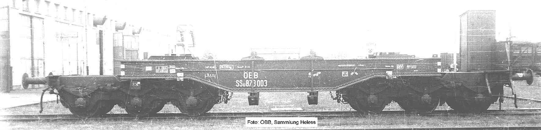 6-achsiger Tiefladewagen nach Skizze 11, ÖBB SSu 873 003; Foto: ÖBB, Sammlung Hermann Heless