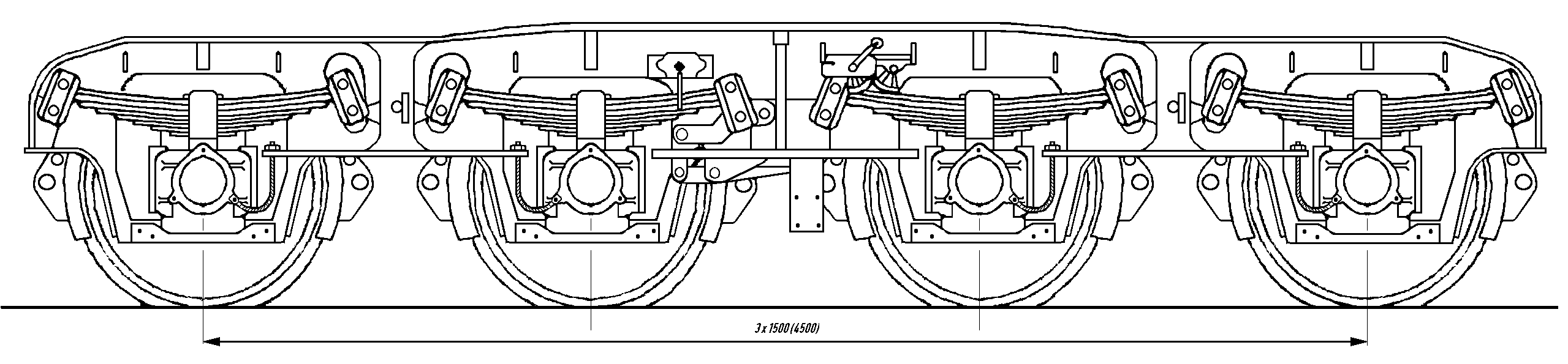 Tiefladewagen-Drehgestell Krupp 70, vierachsig; Skizze